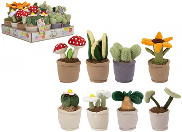 (Mis 1) PIANTINE CON VASO Peluche 15cm 8ass In espo da 16pz…x16…x64